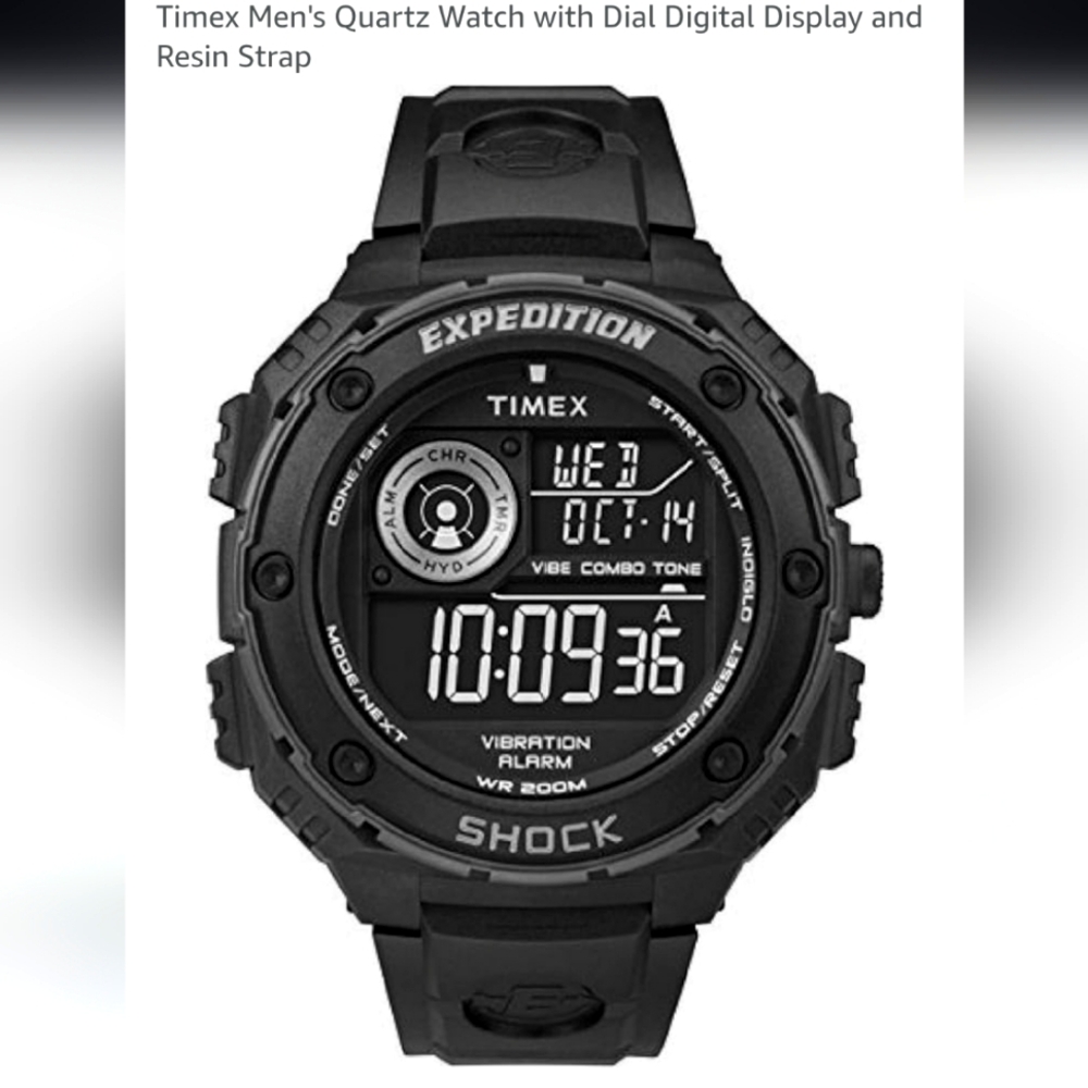 Timex Men's Black Quartz Watch with Digital Display